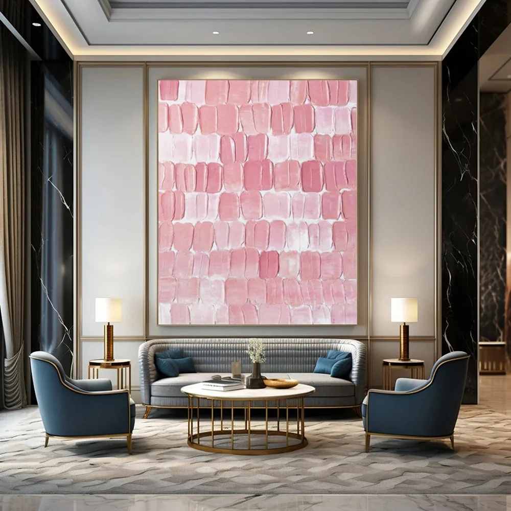 Tiles Handmade Pink Textured Scale Canvas Wall Art J6596